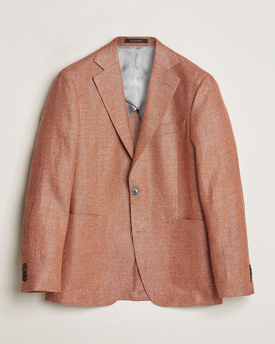 Mies | Pre-owned Pikkutakit | Pre-owned | Oscar Jacobson Ferry Hopsack Hemp/Wool Blazer Orange 54
