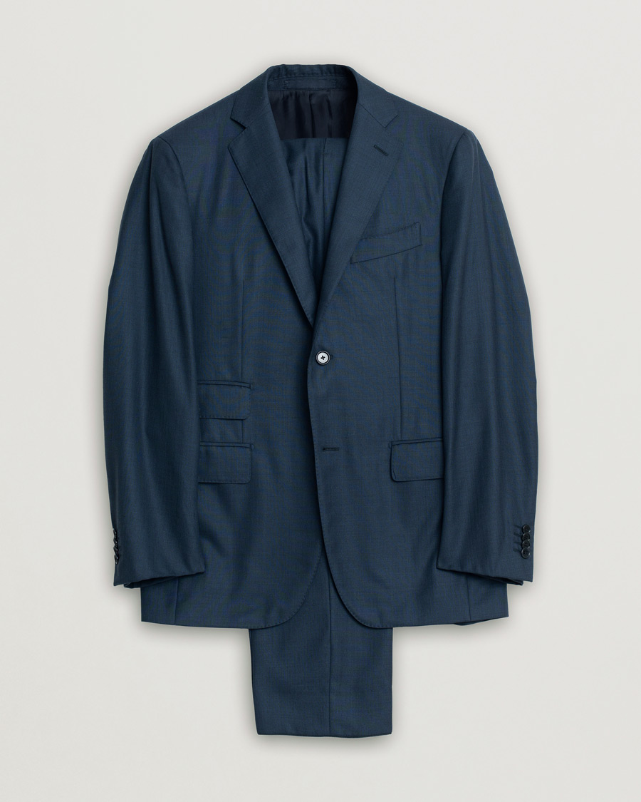 Mies | Pre-owned Puvut | Pre-owned | Caruso Check Wool Suit Navy 46