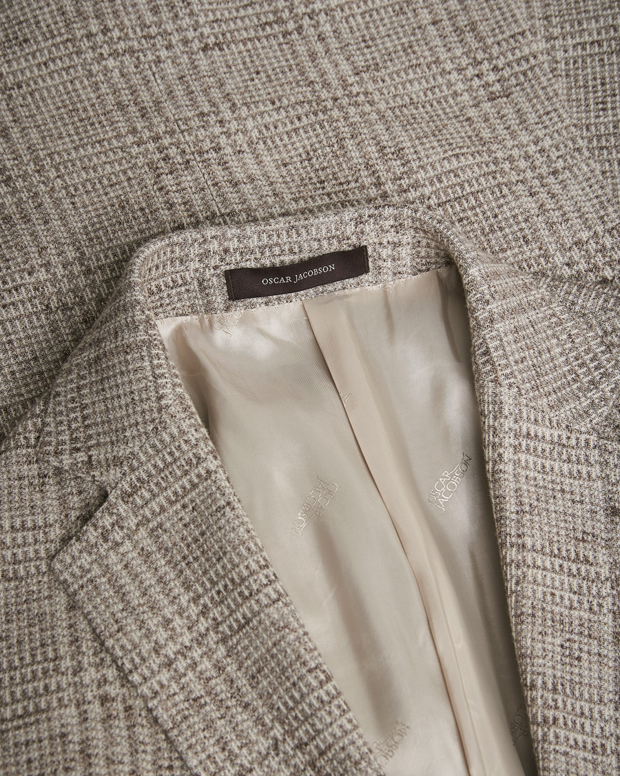 Mies | Pikkutakit | Pre-owned | Oscar Jacobson Jan Soft Checked Cotton/Linen Blazer Grey 152