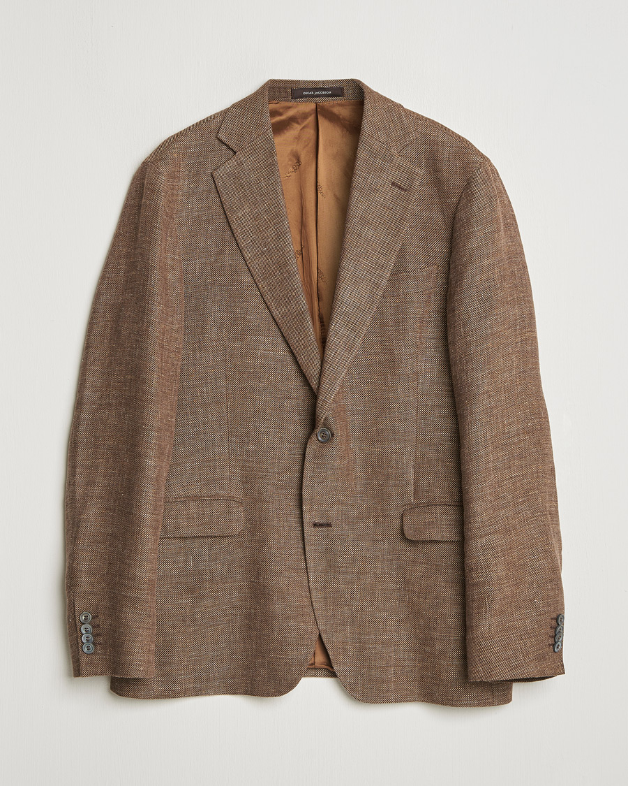 Mies | Pikkutakit | Pre-owned | Oscar Jacobson Ego Linen/Wool Blazer Brown 52