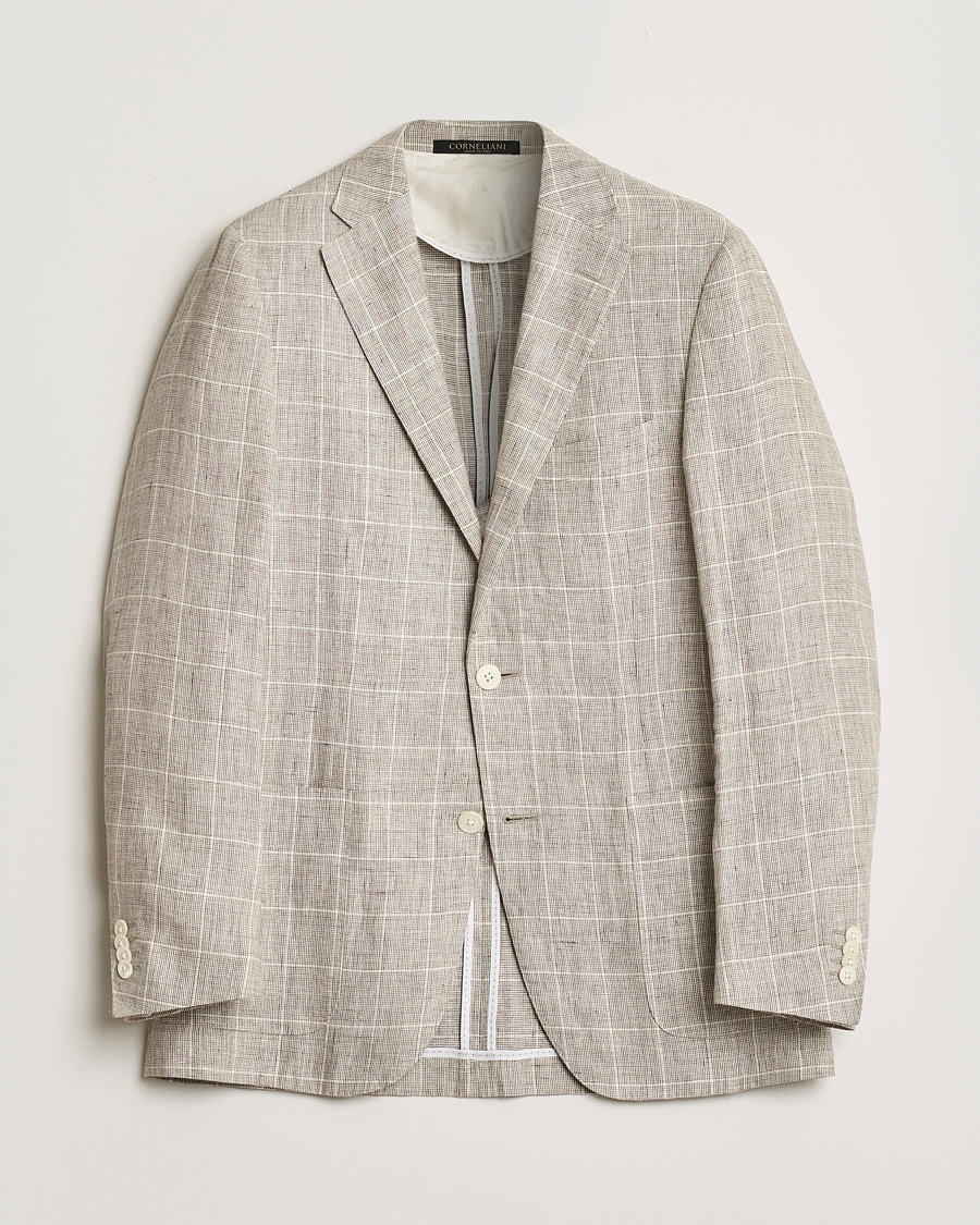 Mies | Pre-owned Pikkutakit | Pre-owned | Corneliani Linen Blazer Light Beige Check 48
