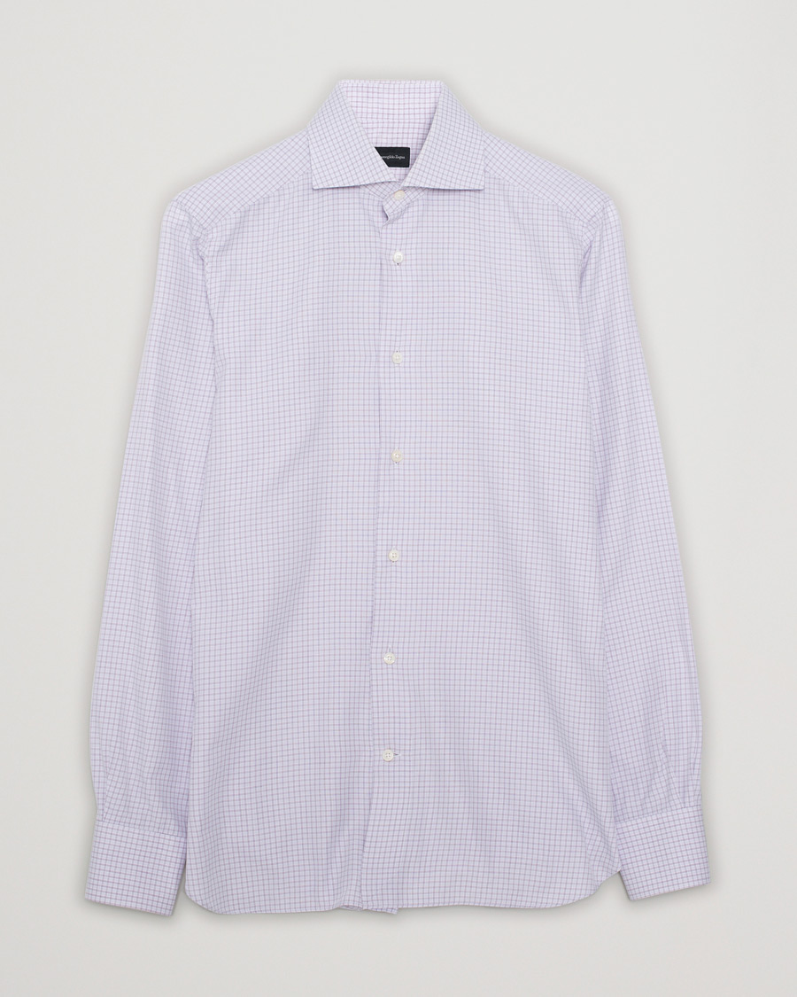 Mies | Kauluspaidat | Pre-owned | Ermenegildo Zegna Slim Fit Checked Dress Shirt Purple M