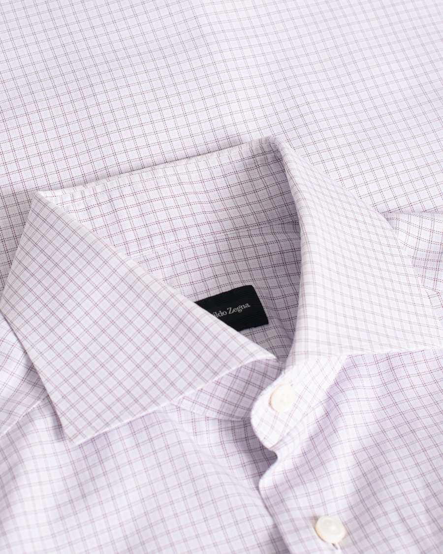 Mies | Kauluspaidat | Pre-owned | Ermenegildo Zegna Slim Fit Checked Dress Shirt Purple M