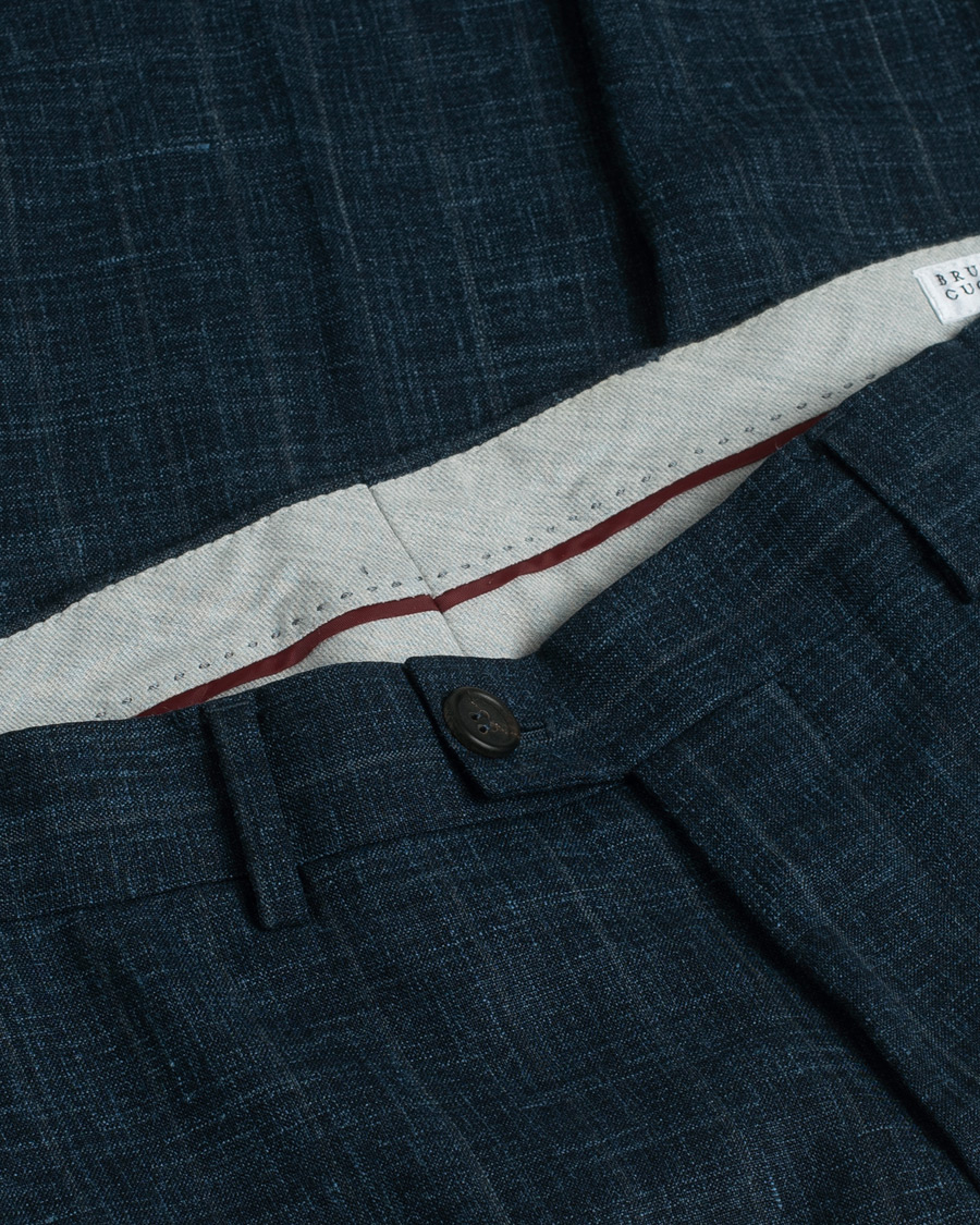 Mies | Pikkutakit | Pre-owned | Brunello Cucinelli Wool, Linen & Silk Suit Blue Melange 48