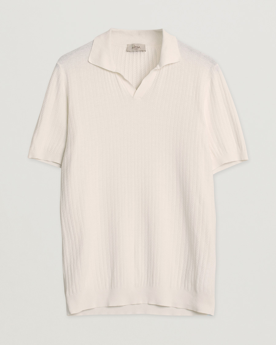 Mies | Pikeet | Pre-owned | Altea Knitted Chevron Polo Off White