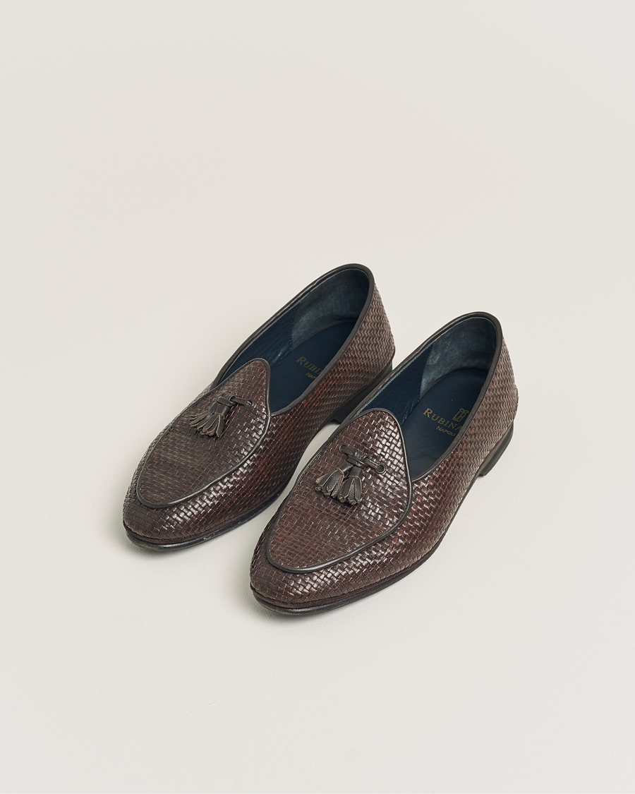 Mies | Pre-owned Kengät | Pre-owned | Rubinacci Marphy Woven Dark Brown Leather Tassel Loafers 41