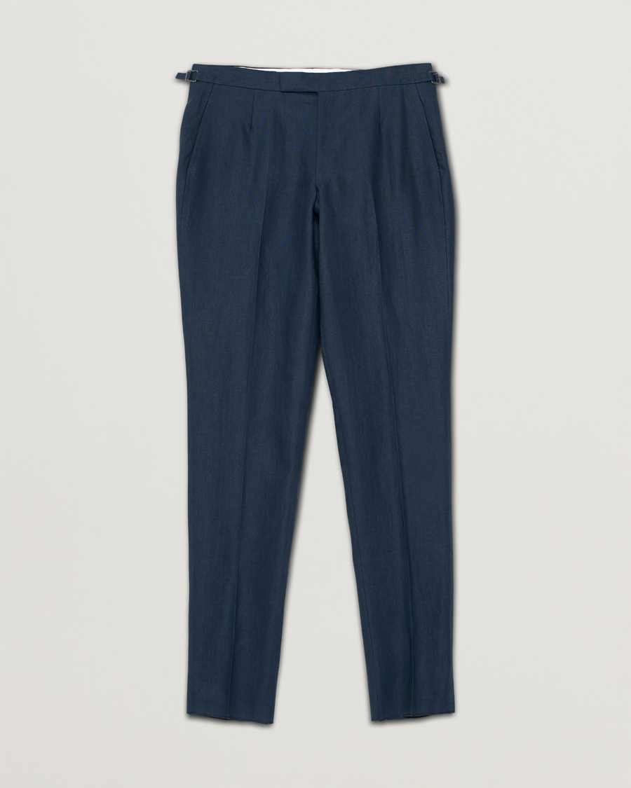 Mies | Housut | Pre-owned | Anderson & Sheppard Blue Linen Trousers W34