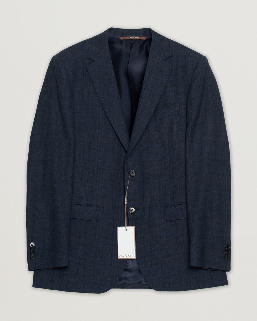 Mies | Pre-owned Pikkutakit | Pre-owned | Canali Checked Wool Blazer Navy 50