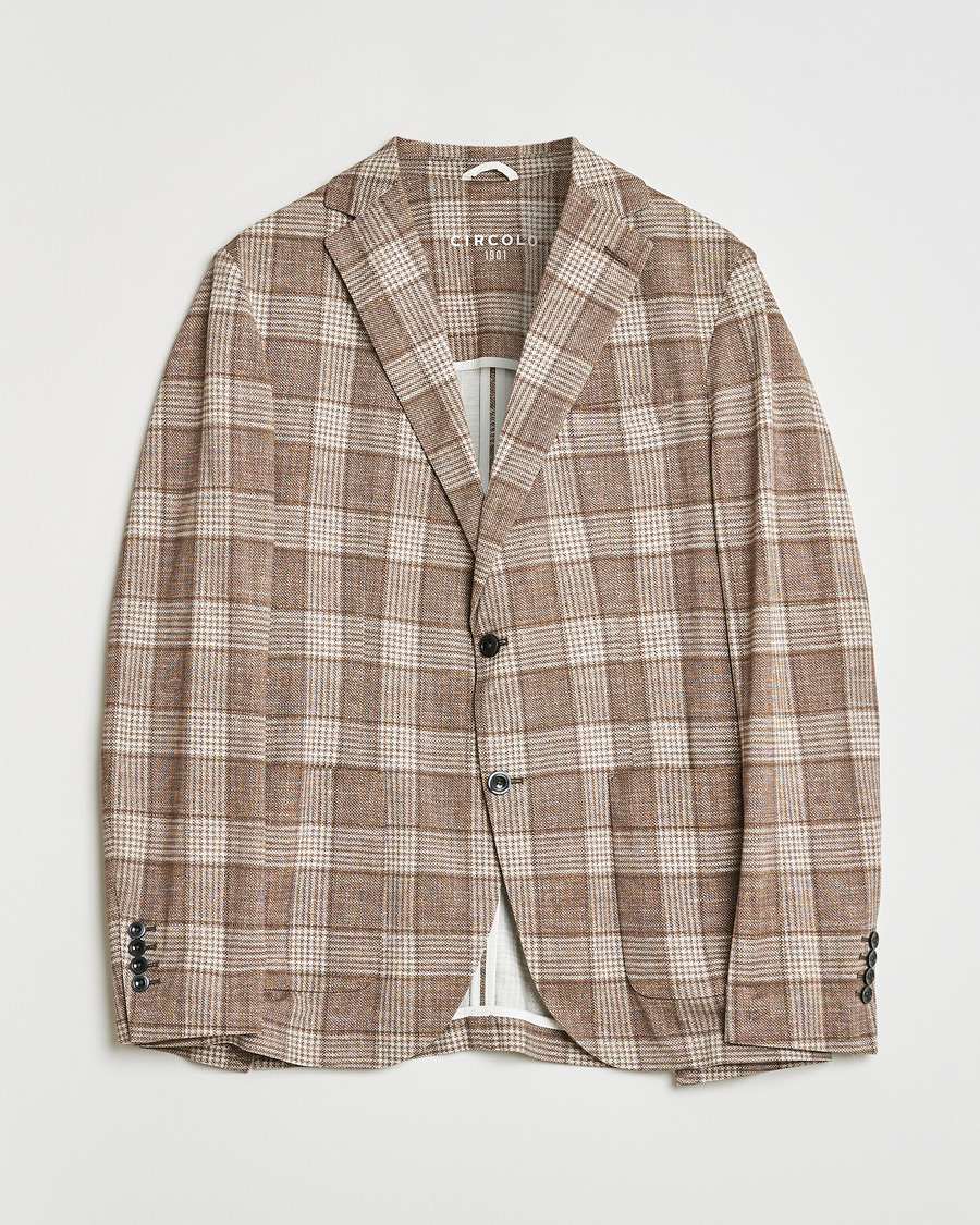 Mies | Pre-owned Pikkutakit | Pre-owned | Circolo Checked Jersey Blazer Beige 54