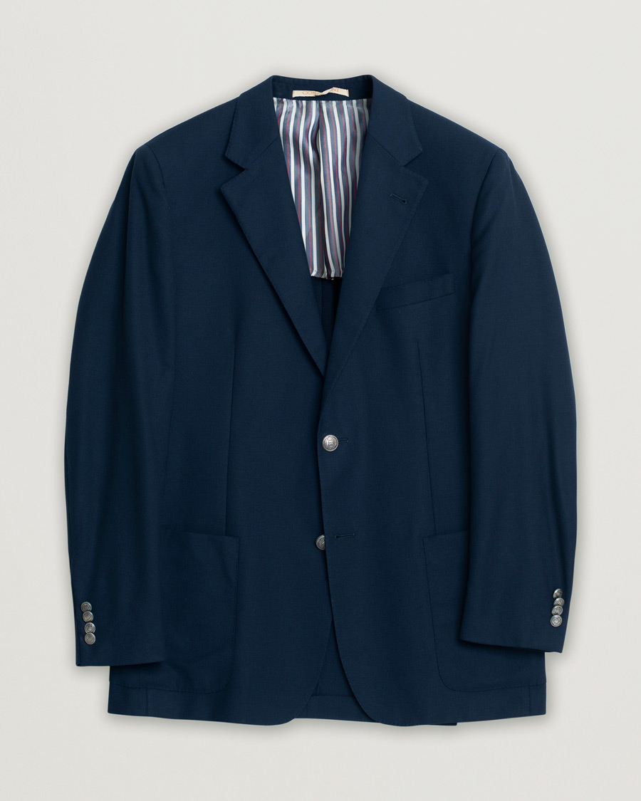 Mies | Pre-owned Pikkutakit | Pre-owned | Corneliani Wool Hopsack Club Blazer Navy 48