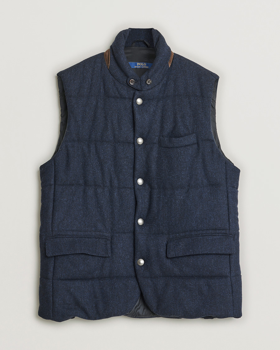 Mies | Polo Ralph Lauren Flannel Wool Vest Navy M | Pre-owned | Polo Ralph Lauren Flannel Wool Vest Navy M