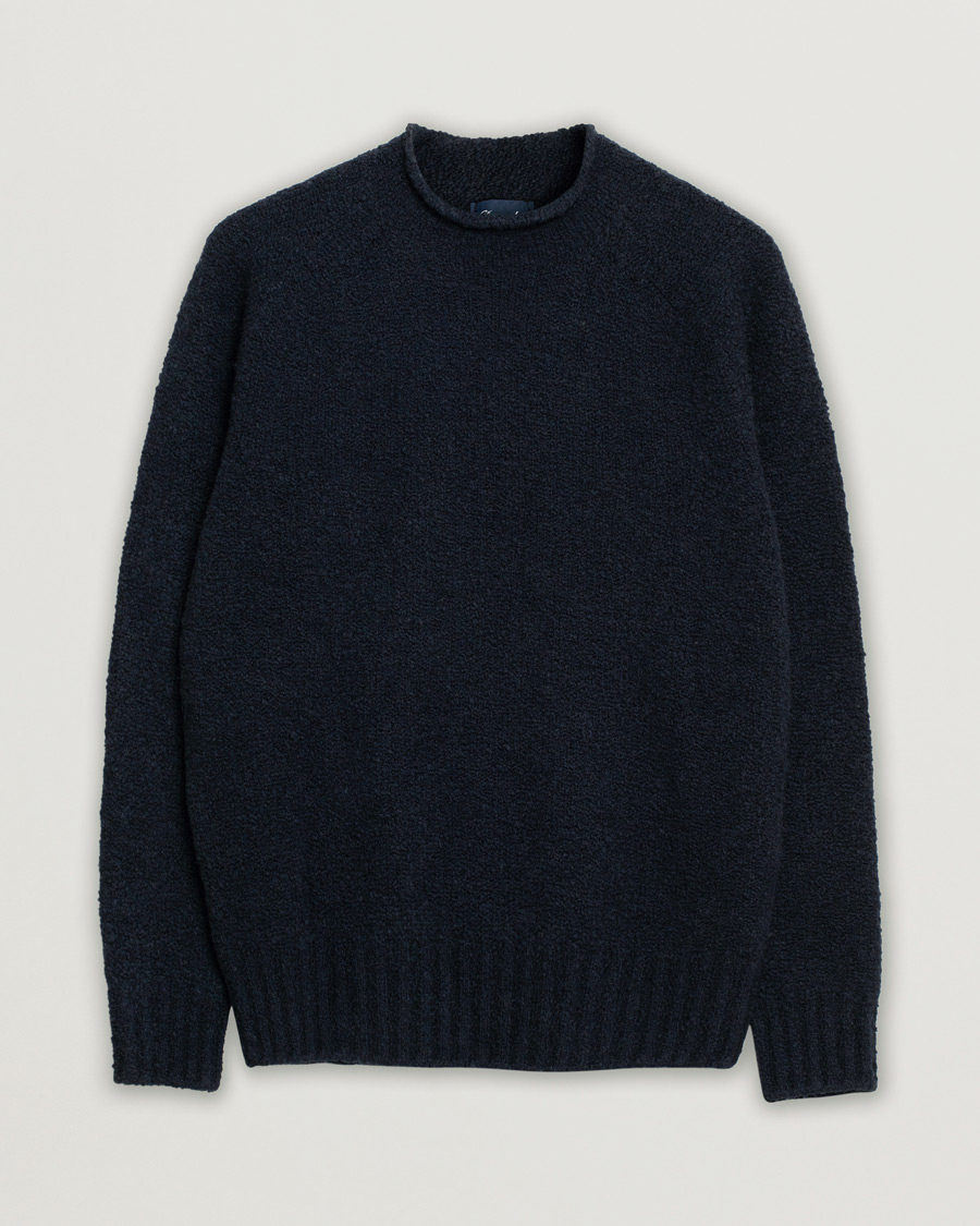 Mies | Puserot | Pre-owned | Drumohr Wool Boucle Mock Neck Navy 48