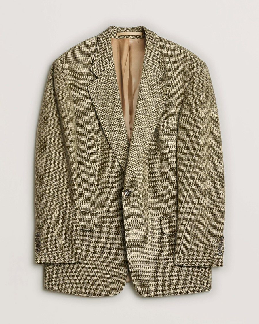 Mies | BOSS Vintage Wool Herringbone Blazer Beige 50 | Pre-owned | BOSS Vintage Wool Herringbone Blazer Beige 50