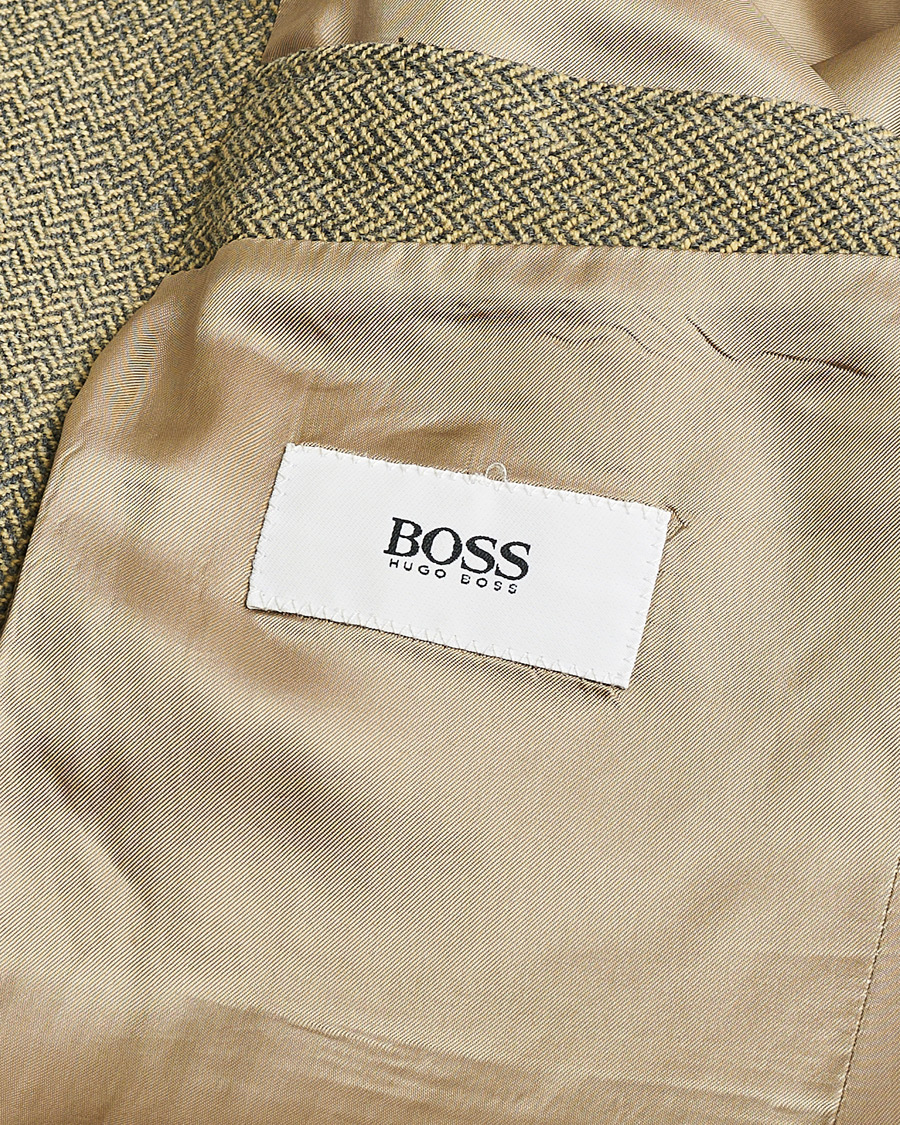 Mies | BOSS Vintage Wool Herringbone Blazer Beige 50 | Pre-owned | BOSS Vintage Wool Herringbone Blazer Beige 50