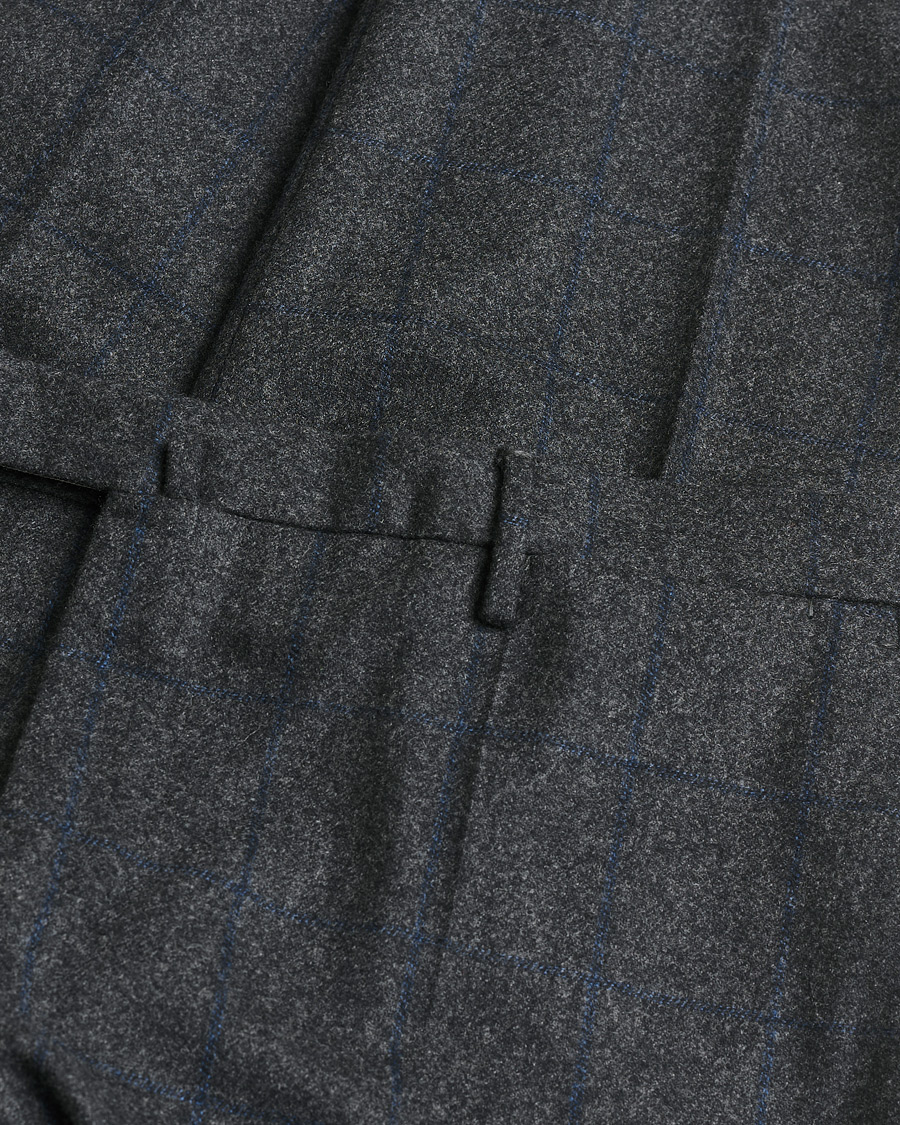 Mies | Pre-owned Housut | Pre-owned | Incotex Slim Fit Flannel Trousers Dark Grey Check 50