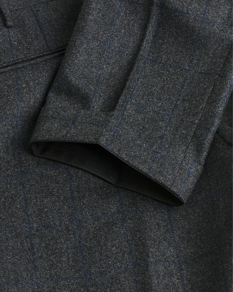 Mies | Pre-owned Housut | Pre-owned | Incotex Slim Fit Flannel Trousers Dark Grey Check 50