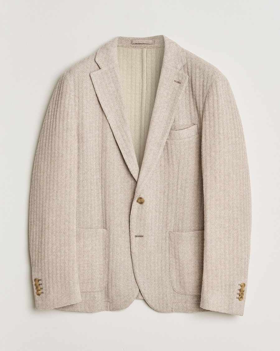 Mies | Pre-owned Pikkutakit | Pre-owned | L.B.M. 1911 Knitted Punto Wool Structure Blazer Camel 54