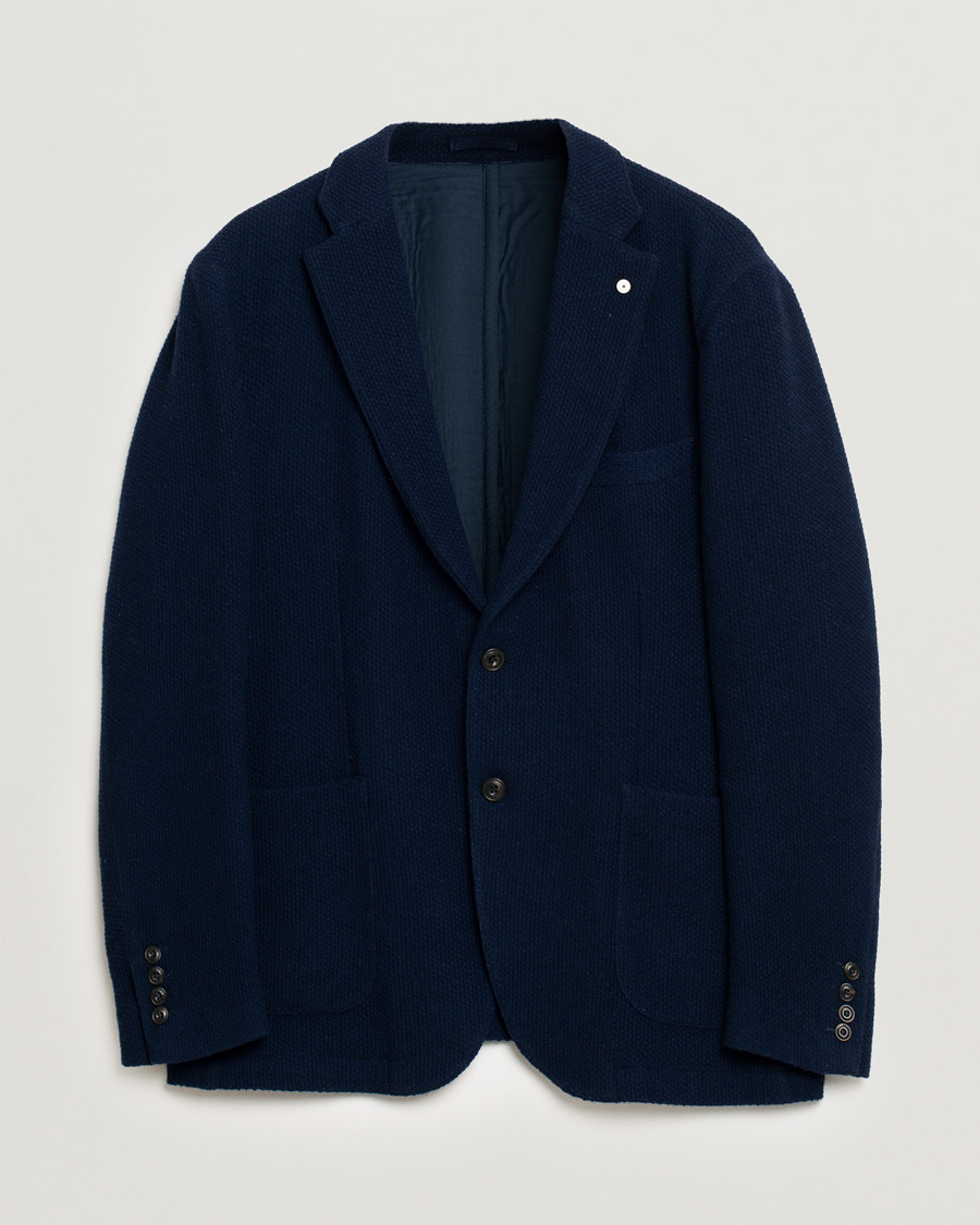 Mies | Pikkutakit | Pre-owned | L.B.M. 1911 Knitted Punto Wool Structure Blazer Navy