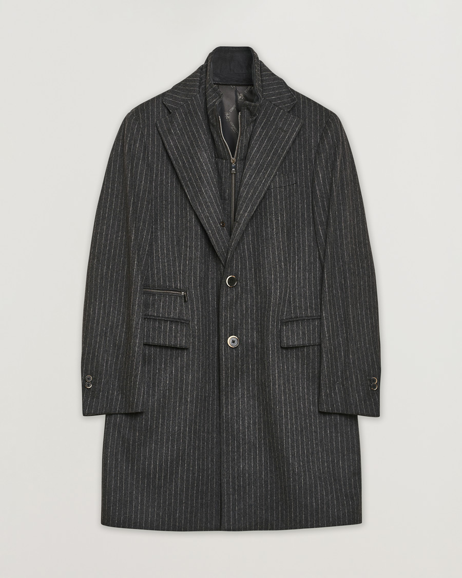 Mies | Takit | Pre-owned | Corneliani ID Wool Zip Coat Charcoal Pinstripe 50