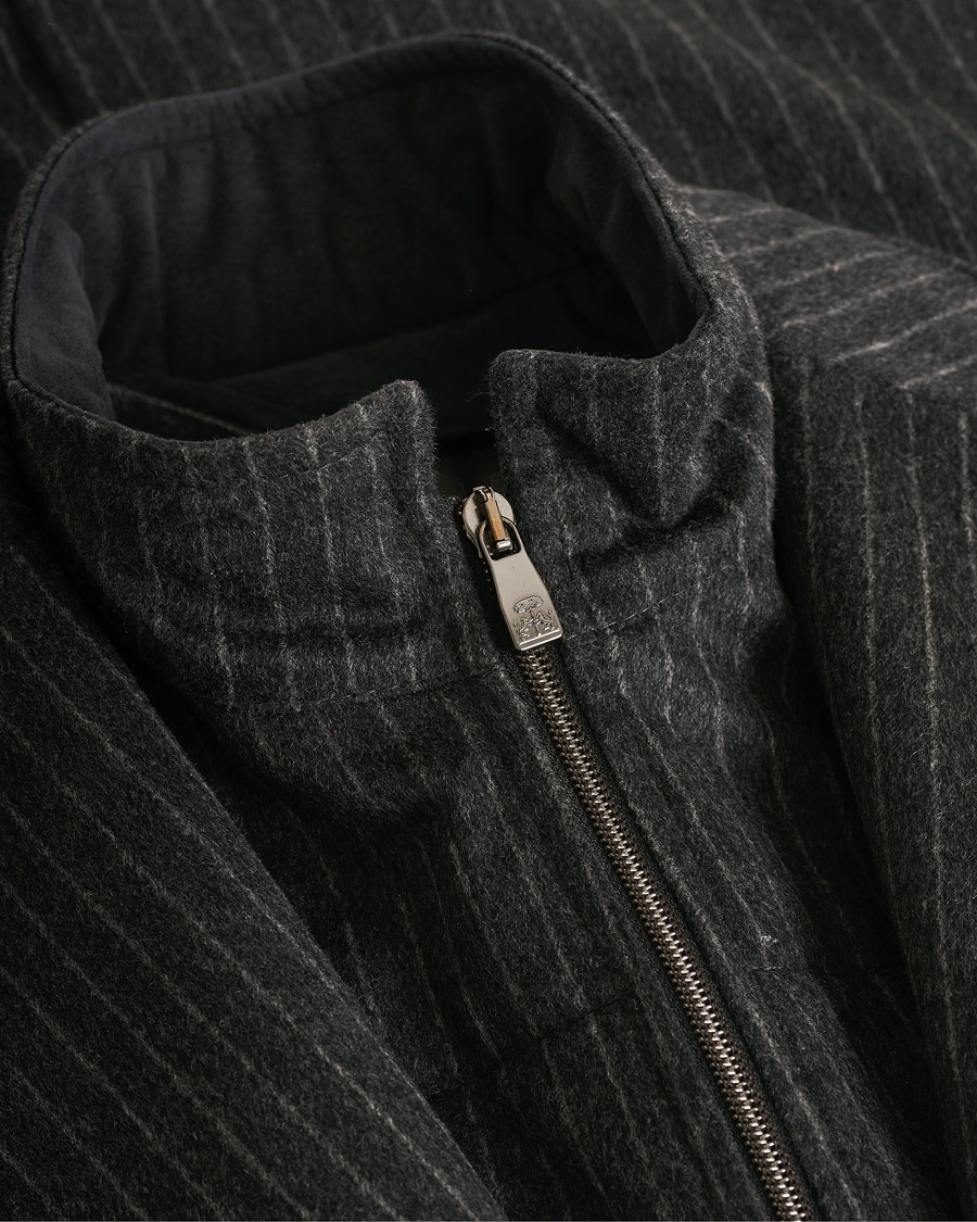 Mies | Takit | Pre-owned | Corneliani ID Wool Zip Coat Charcoal Pinstripe 50