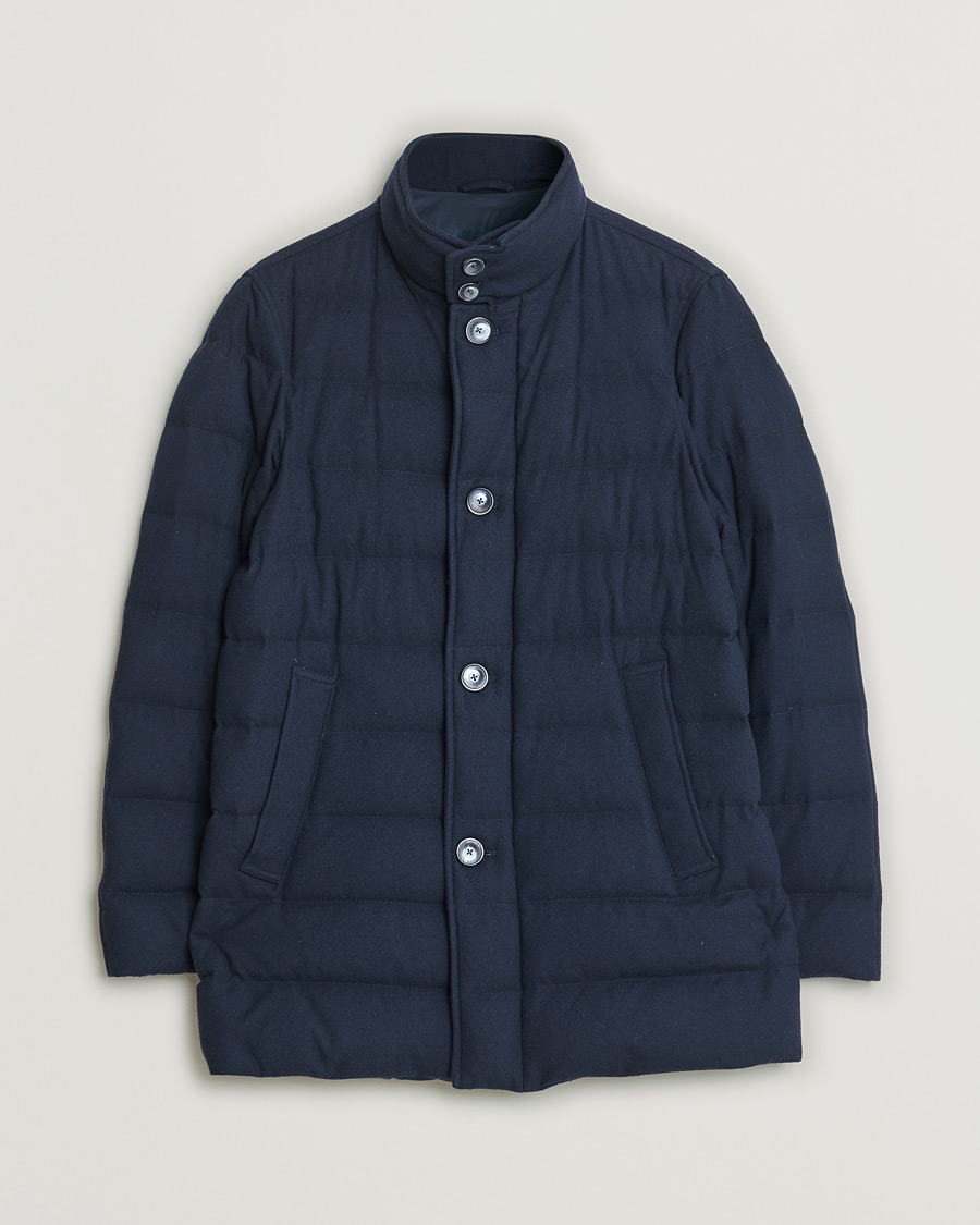 Mies | Herno Cashmere Flannel Down Coat Navy | Pre-owned | Herno Cashmere Flannel Down Coat Navy