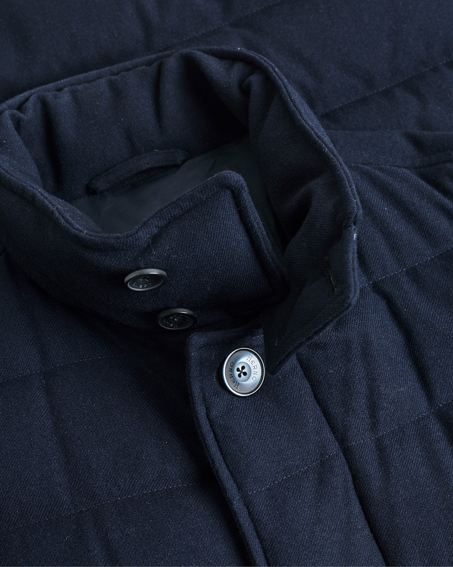 Mies | Herno Cashmere Flannel Down Coat Navy | Pre-owned | Herno Cashmere Flannel Down Coat Navy