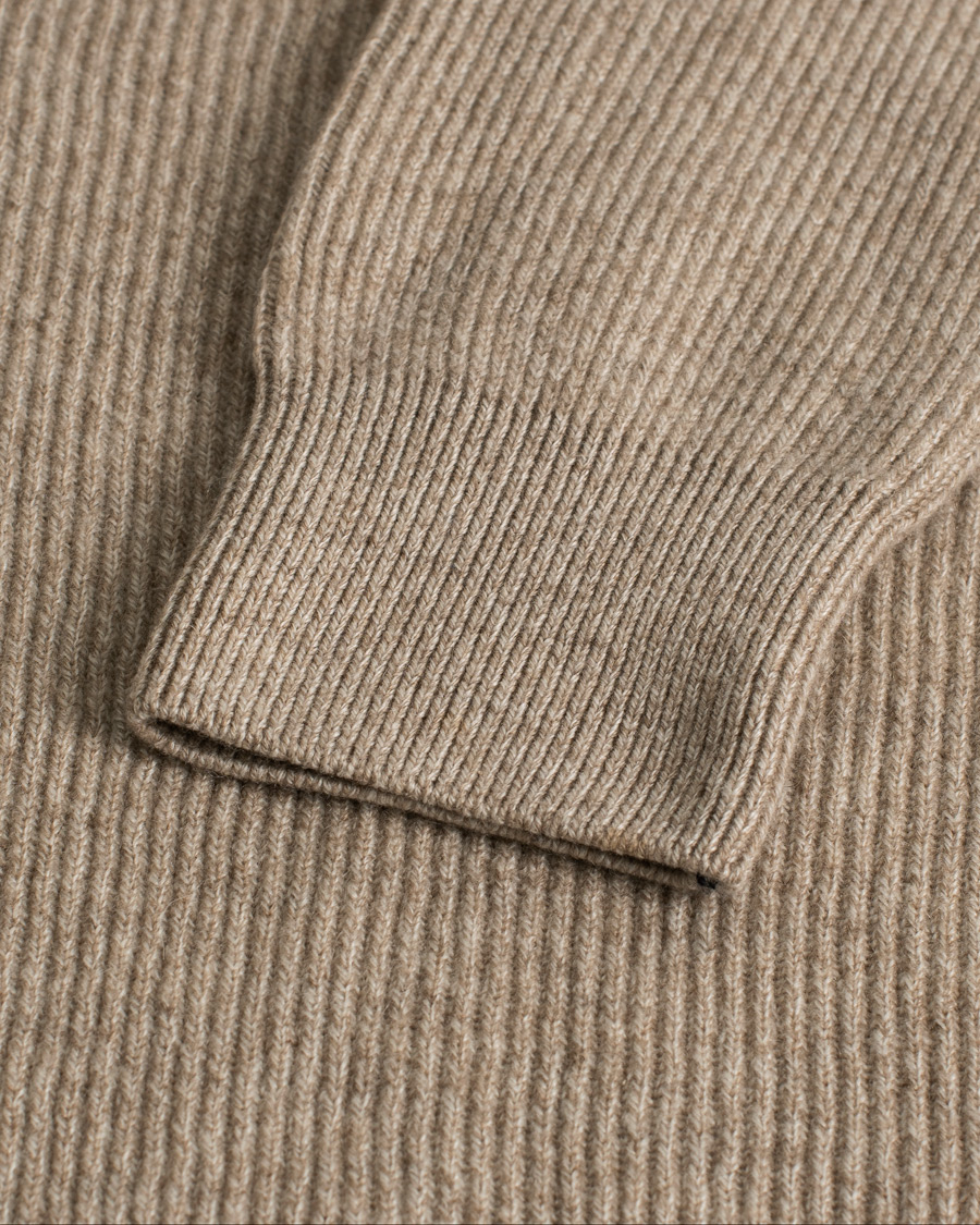 Mies | Puserot | Pre-owned | Fioroni Puro Filo Cashmere Rib Crewneck Beige 48