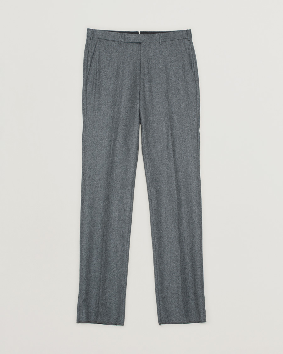Mies | Housut | Pre-owned | Zegna Carded Flannel Trousers Grey Melange