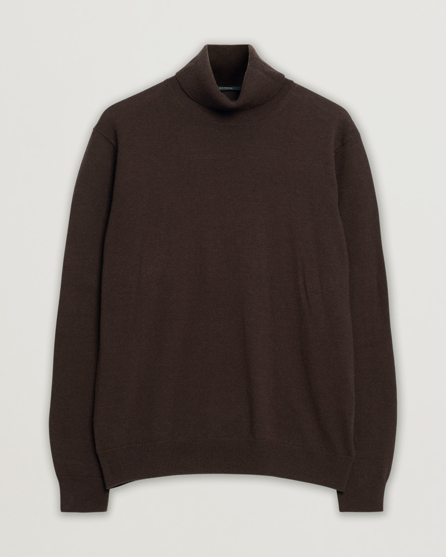 Mies | Zanone Virgin Wool/Cashmere Rollneck Brown 50 | Pre-owned | Zanone Virgin Wool/Cashmere Rollneck Brown 50
