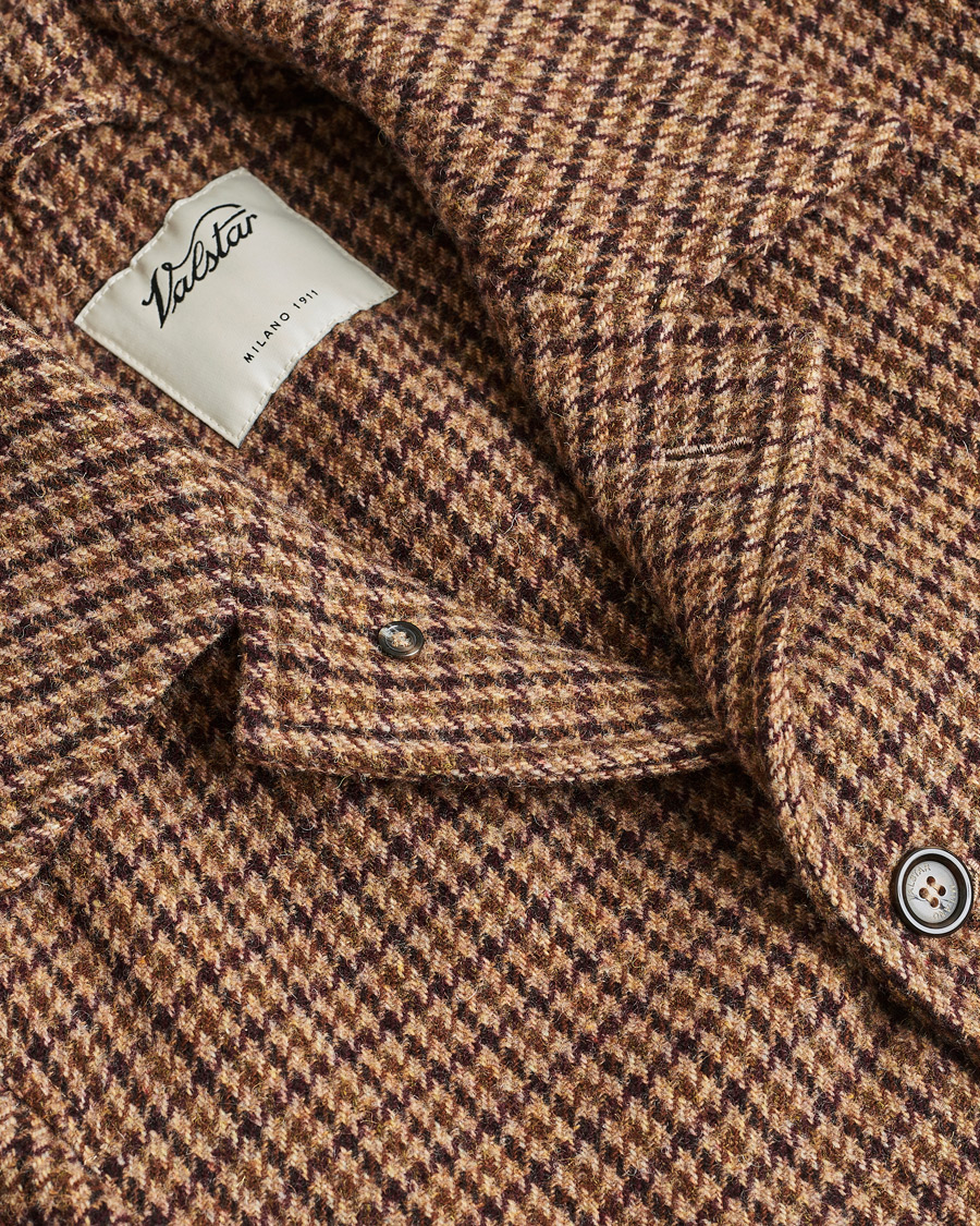 Mies | Valstar Wool Overcoat Brown Houndstooth 50 | Pre-owned | Valstar Wool Overcoat Brown Houndstooth 50