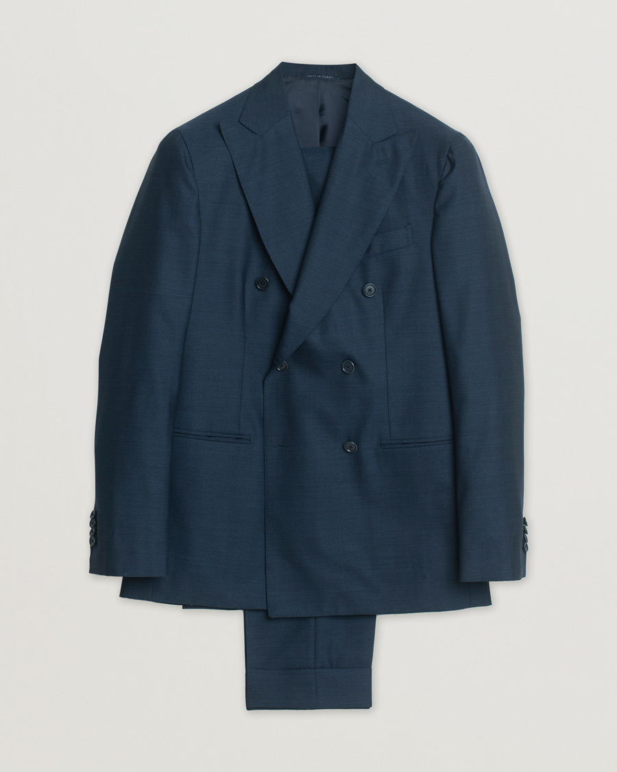 Mies | Gaiola Napoli Double Breasted Wool Suit Navy 50 | Pre-owned | Gaiola Napoli Double Breasted Wool Suit Navy 50