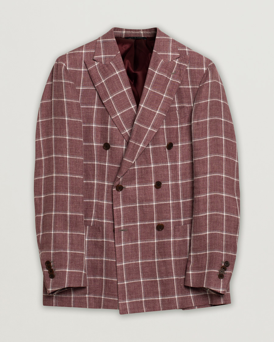 Mies | Pikkutakit | Pre-owned | Gaiola Napoli Double Breasted Linen Blazer Merlot 50