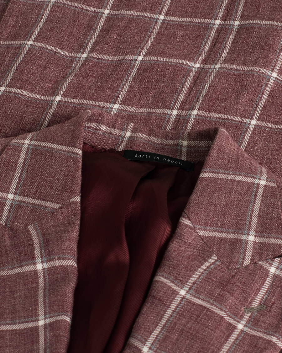 Mies | Pikkutakit | Pre-owned | Gaiola Napoli Double Breasted Linen Blazer Merlot 50