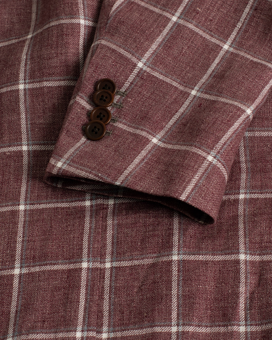 Mies | Pikkutakit | Pre-owned | Gaiola Napoli Double Breasted Linen Blazer Merlot 50