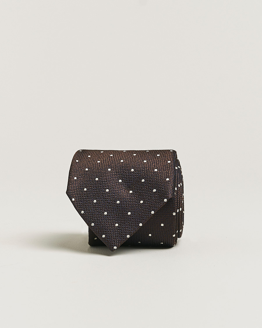 Mies | Canali Micro Dot Silk Tie Brown | Pre-owned | Canali Micro Dot Silk Tie Brown