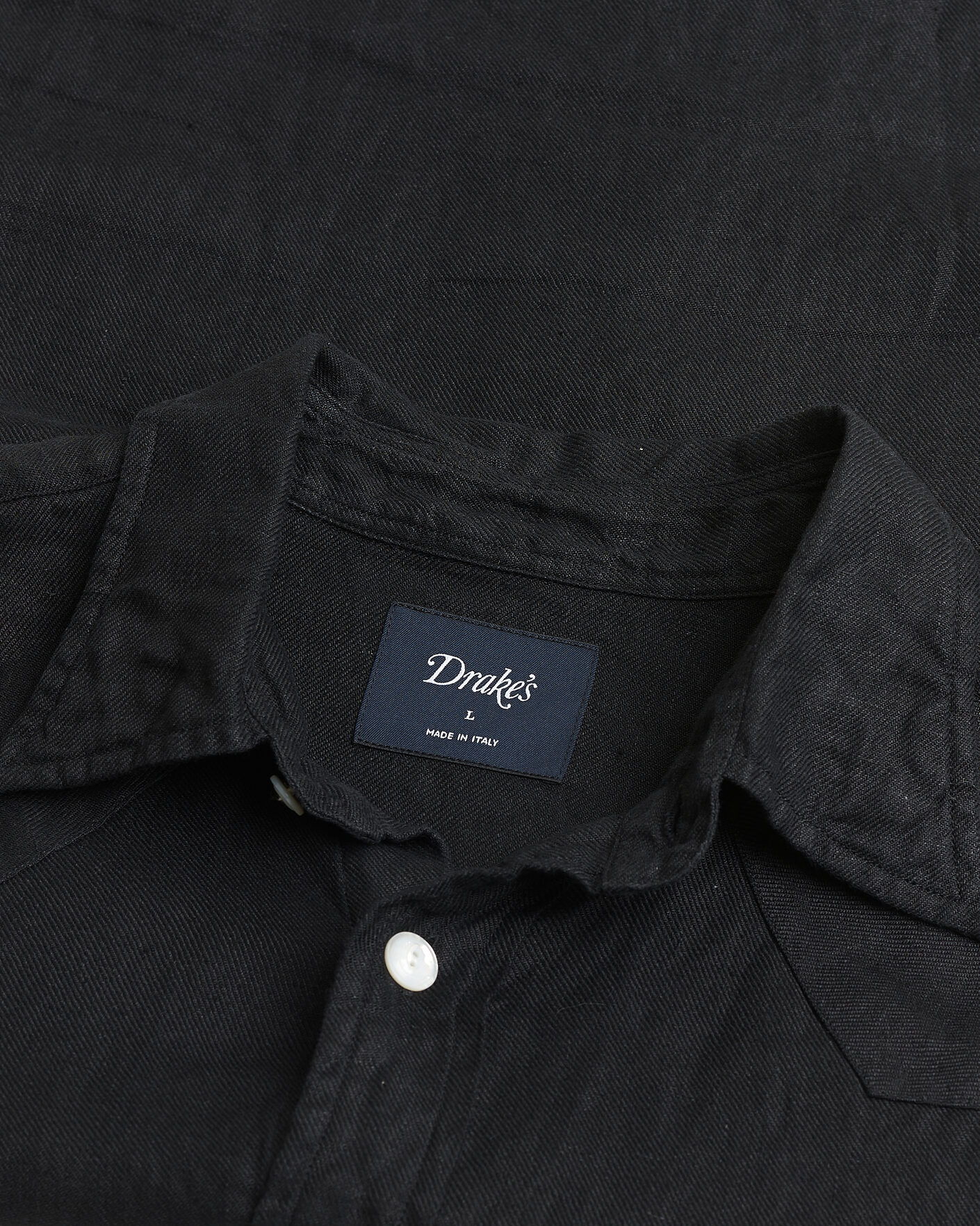Mies | Pre-owned Kauluspaidat | Pre-owned | Drake's Linen Twill Western Shirt Black L