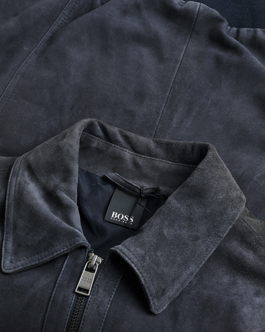Mies | BOSS Malbano Suede Jacket Blue Grey 48 | Pre-owned | BOSS Malbano Suede Jacket Blue Grey 48