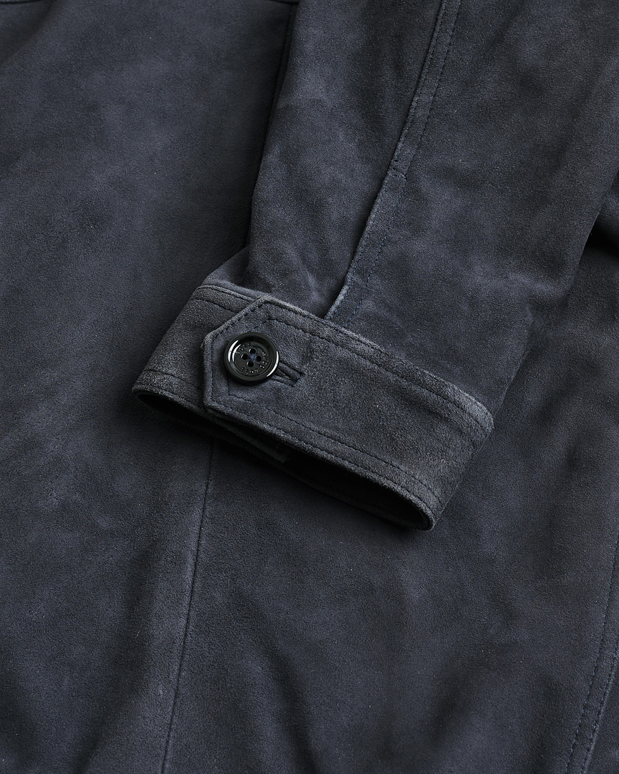 Mies | BOSS Malbano Suede Jacket Blue Grey 48 | Pre-owned | BOSS Malbano Suede Jacket Blue Grey 48