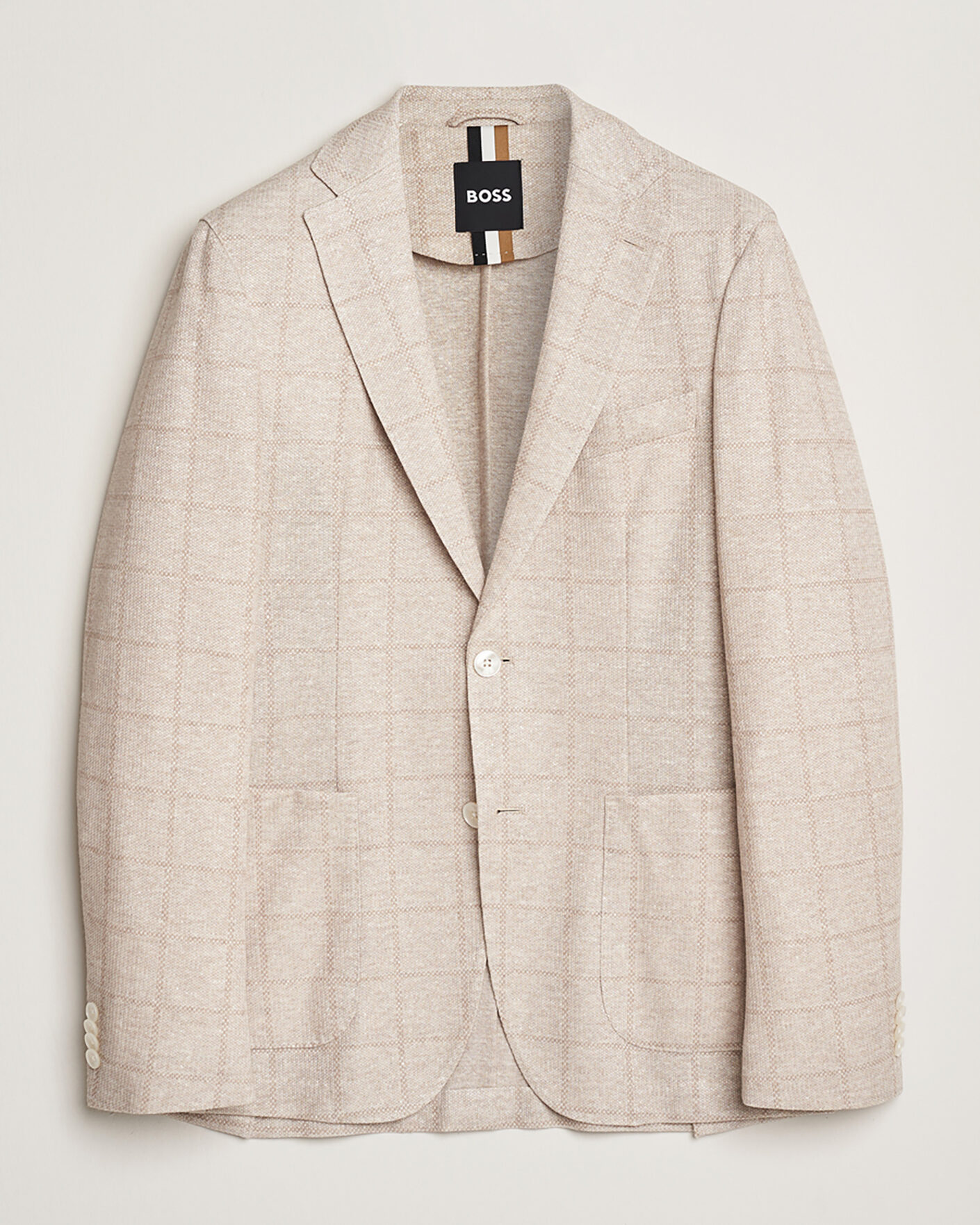 Mies | Pre-owned Pikkutakit | Pre-owned | BOSS BLACK Hanry Checked Jersey Patch Pocket Blazer Beige 50