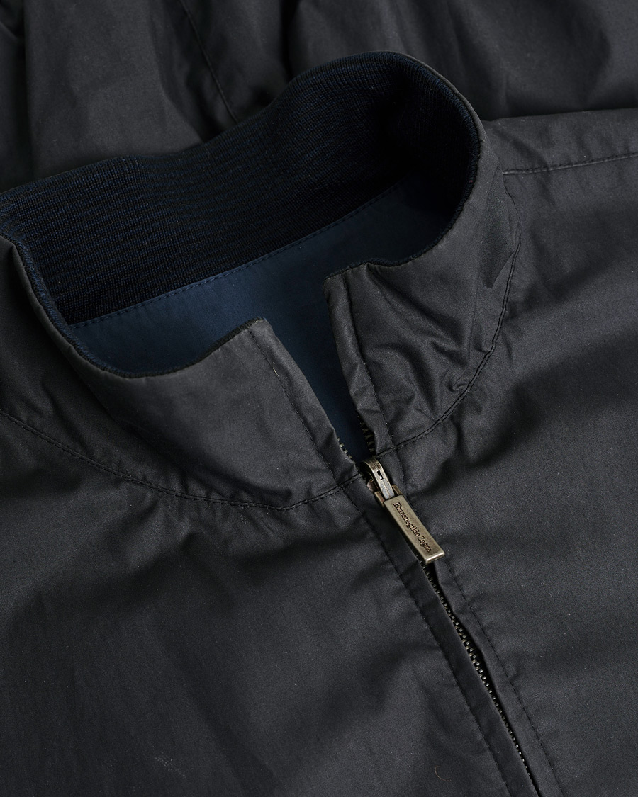 Mies | Ermenegildo Zegna Reversible Harrington Jacket Black/Blue L | Pre-owned | Ermenegildo Zegna Reversible Harrington Jacket Black/Blue L