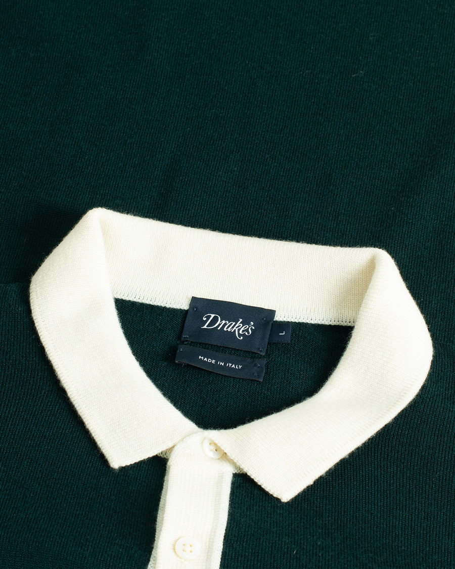 Mies | Puserot | Pre-owned | Drake's Long Sleeve Knit Polo Green L