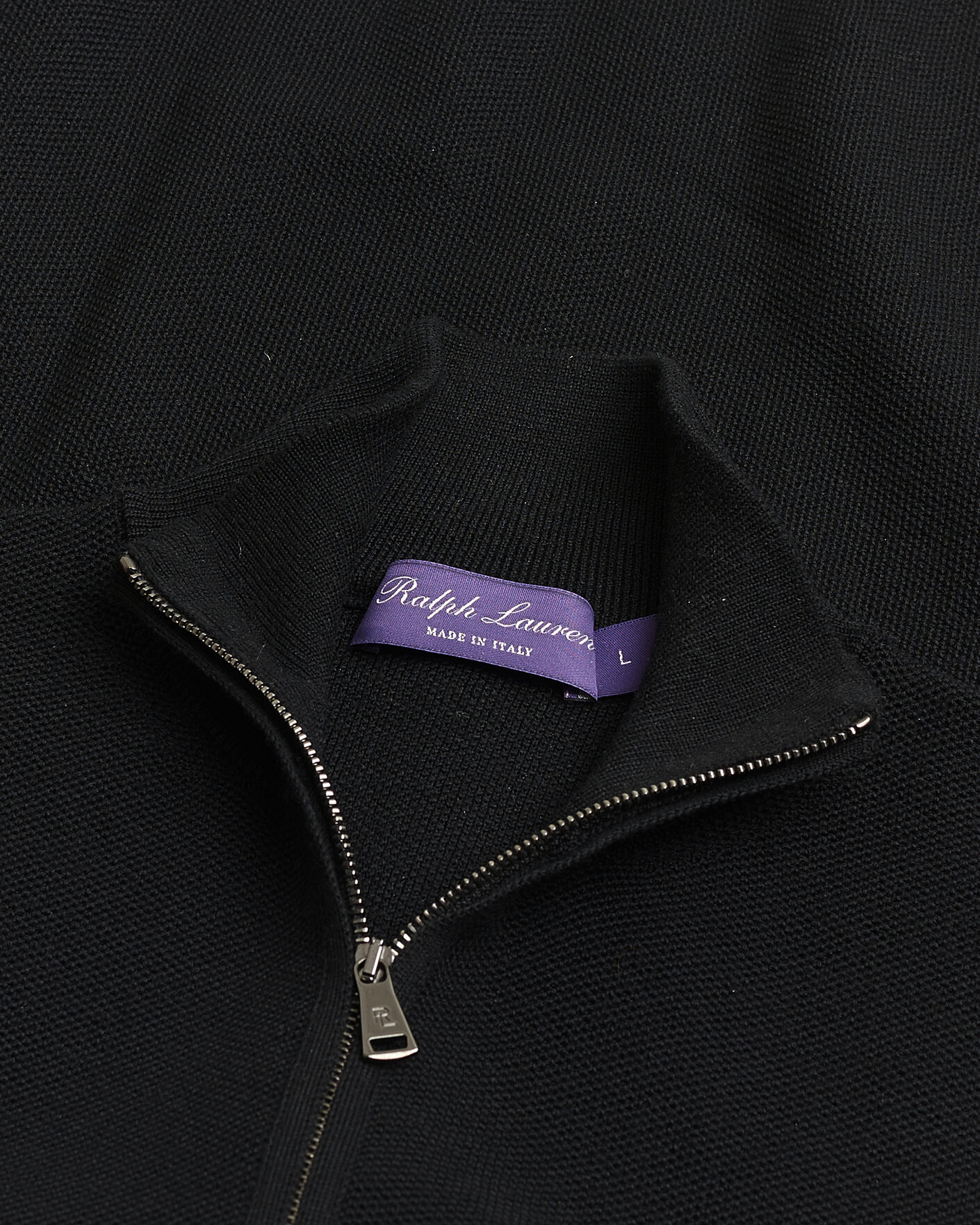 Mies | Pre-owned Puserot | Pre-owned | Ralph Lauren Purple Label Wool Pique Half Zip Polo Black L