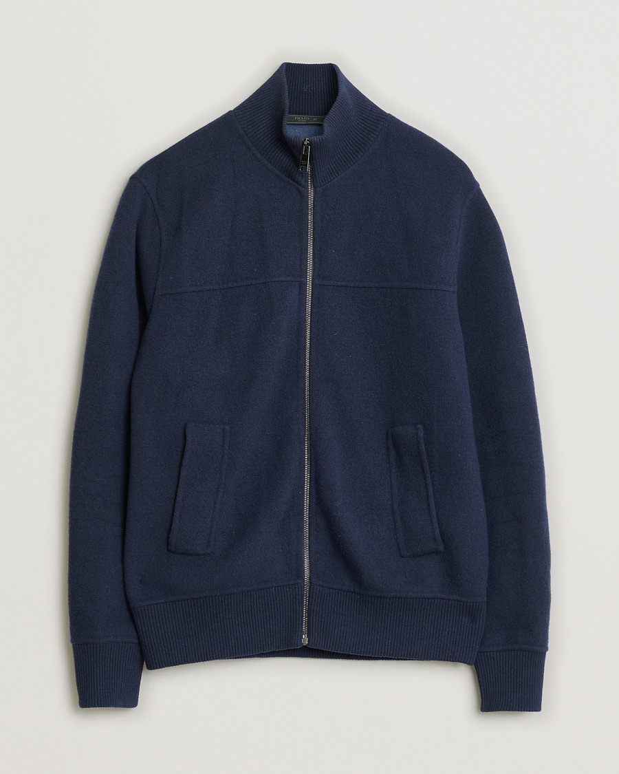Mies | Pre-owned Puserot | Pre-owned | Prada Cashmere Blend Full Zip Cardigan Navy 50