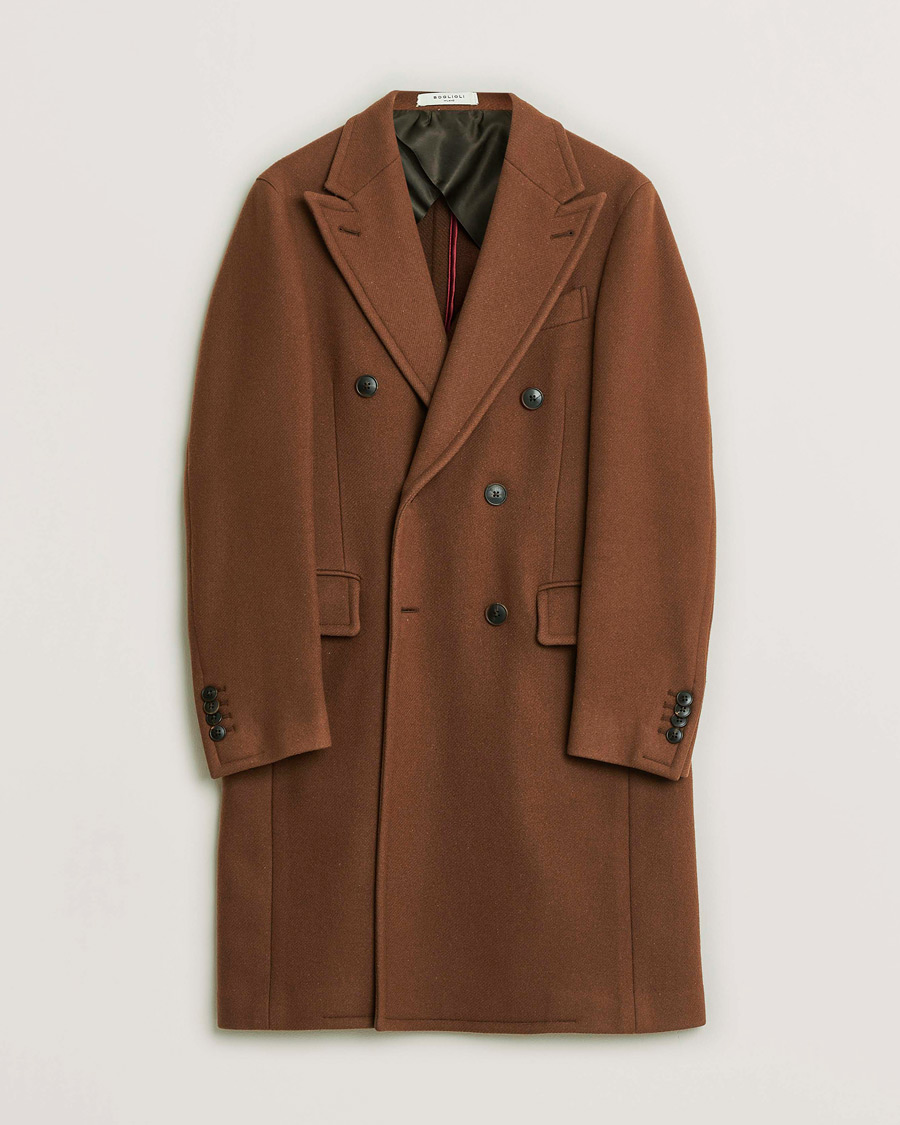 Mies | Boglioli Double Breasted Wool Coat Rust Brown 46 | Pre-owned | Boglioli Double Breasted Wool Coat Rust Brown 46