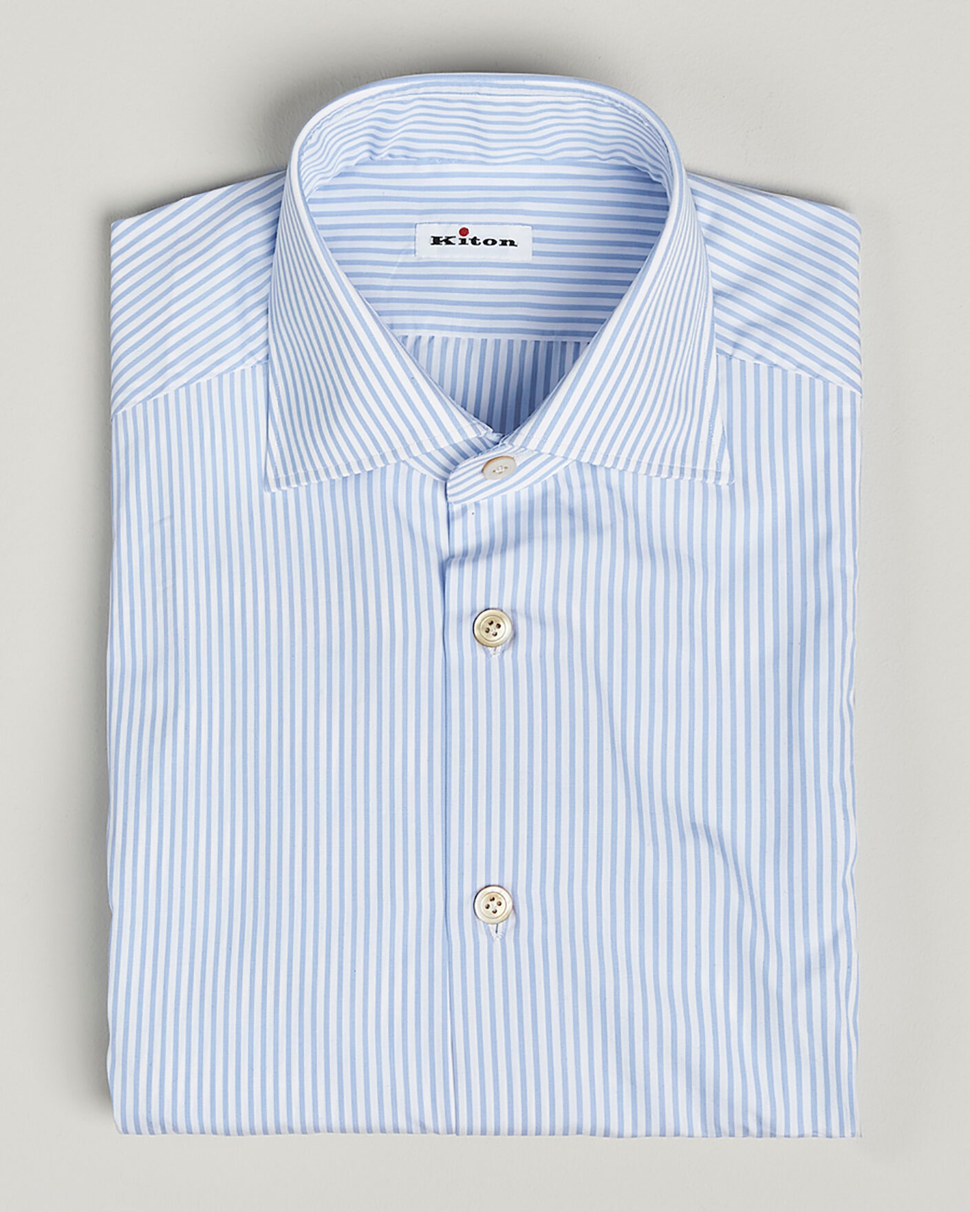 Mies | Kiton Cotton Dress Shirt Light Blue Stripe 40 - M | Pre-owned | Kiton Cotton Dress Shirt Light Blue Stripe 40 - M