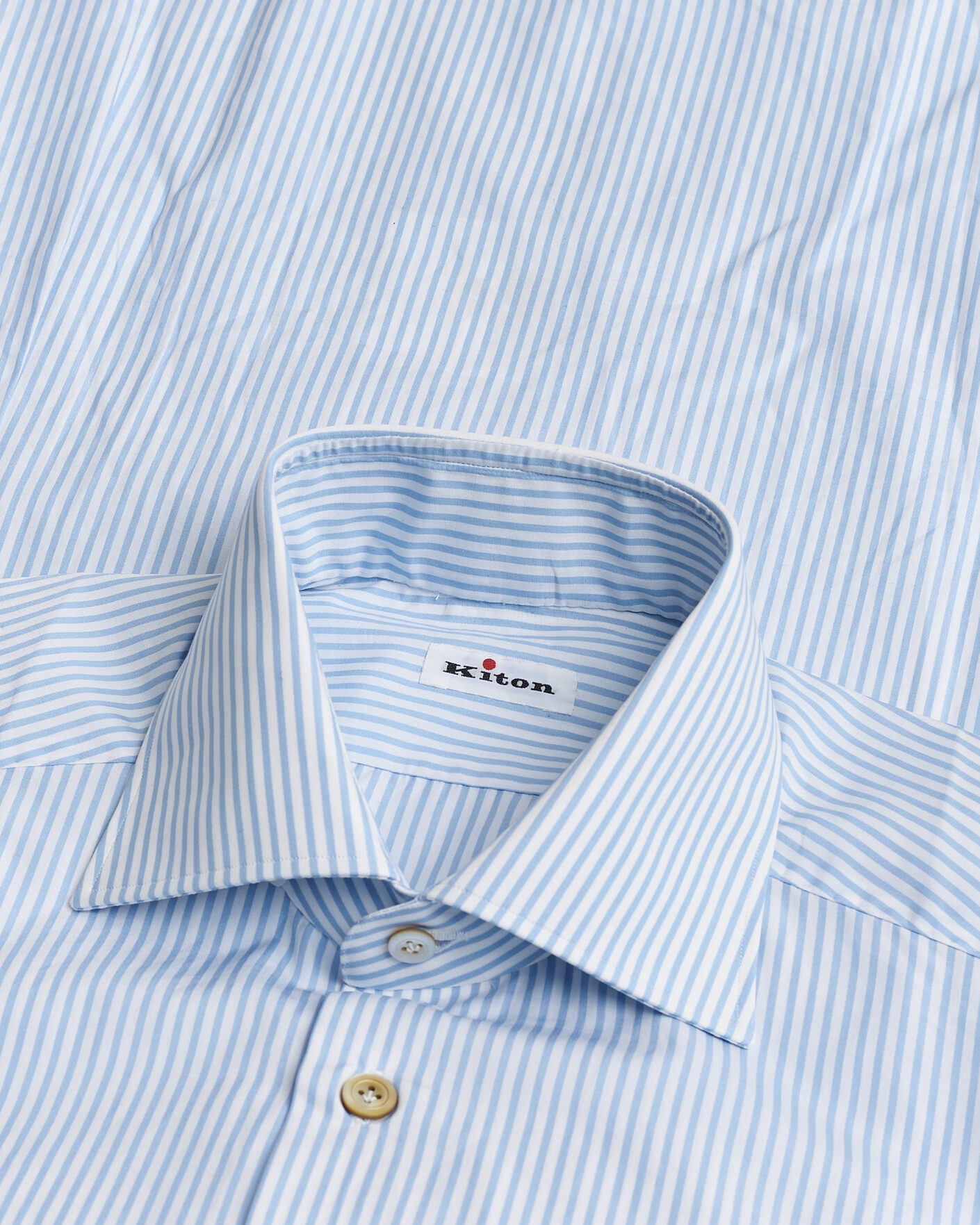 Mies | Kiton Cotton Dress Shirt Light Blue Stripe 40 - M | Pre-owned | Kiton Cotton Dress Shirt Light Blue Stripe 40 - M