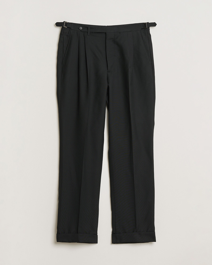Mies | Pre-owned Housut | Pre-owned | Berg&Berg High Waisted Double Pleated Wool Trousers Black 52