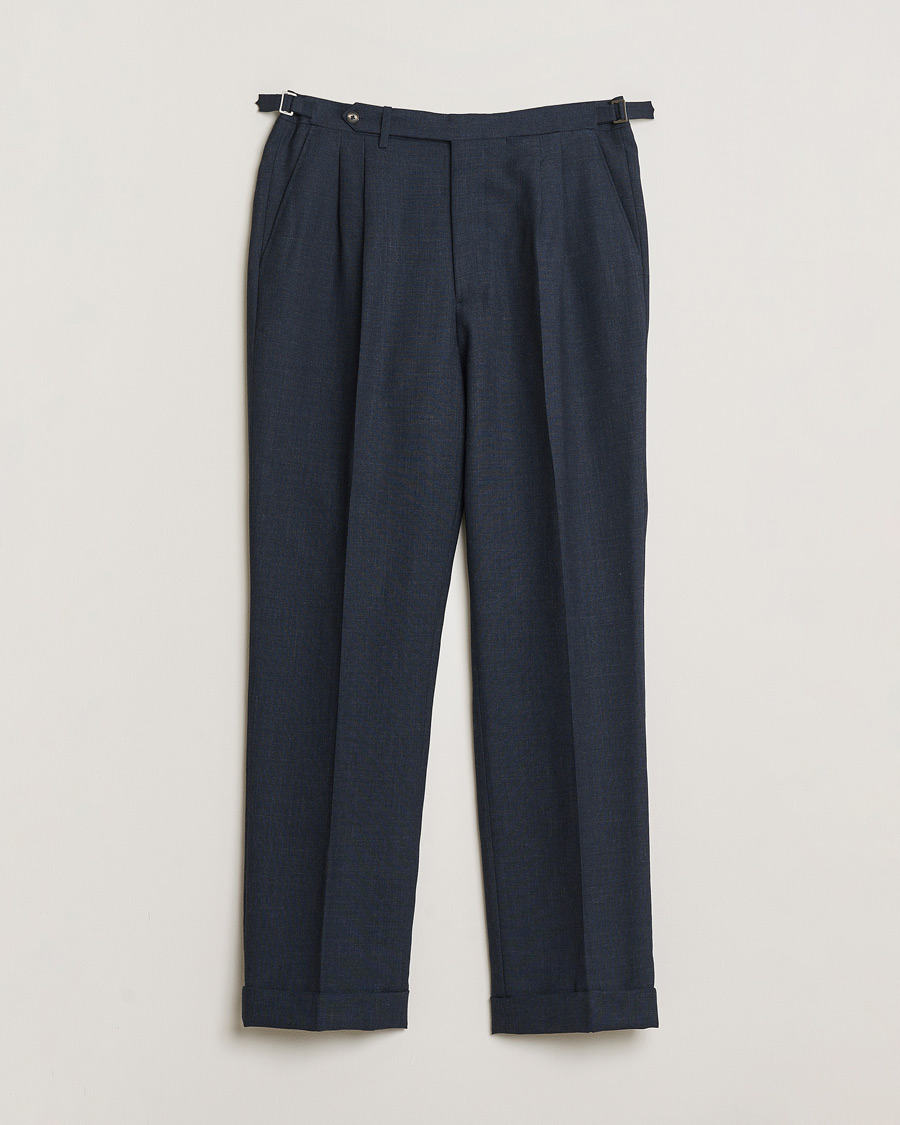 Mies | Pre-owned Housut | Pre-owned | Berg&Berg High Waisted Double Pleated Wool Trousers Blue 52
