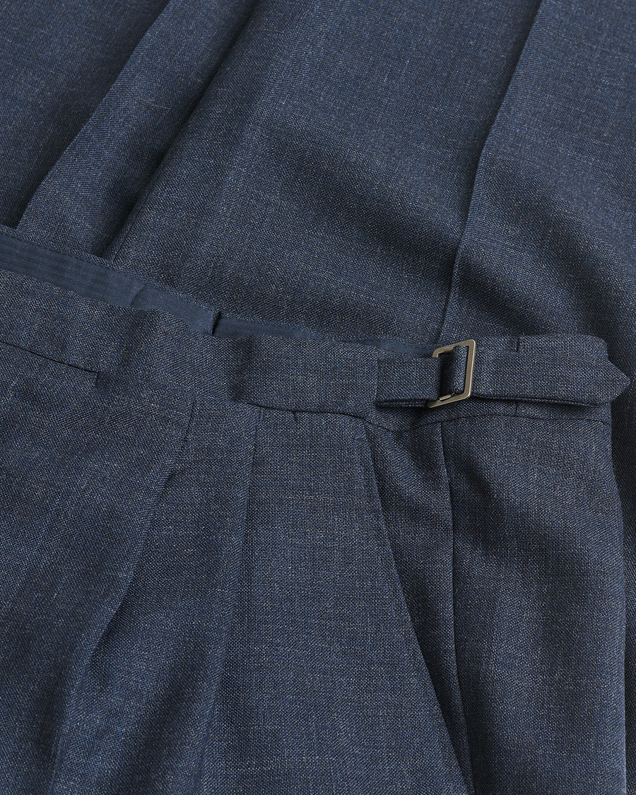 Mies | Pre-owned Housut | Pre-owned | Berg&Berg High Waisted Double Pleated Wool Trousers Blue 52