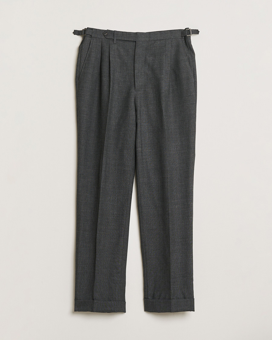 Mies | Pre-owned Housut | Pre-owned | Berg&Berg High Waisted Double Pleated Wool Trousers Dark Grey 52